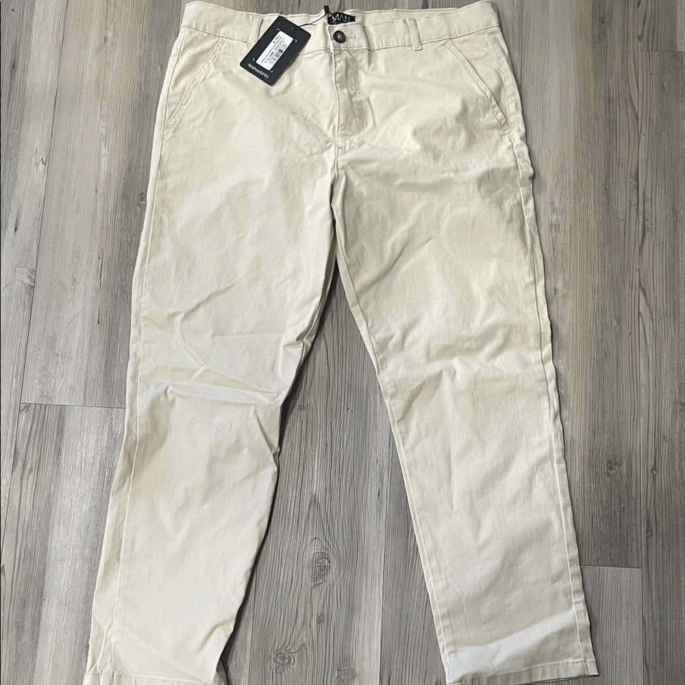 Boohoo Mens Light Khaki Chinos